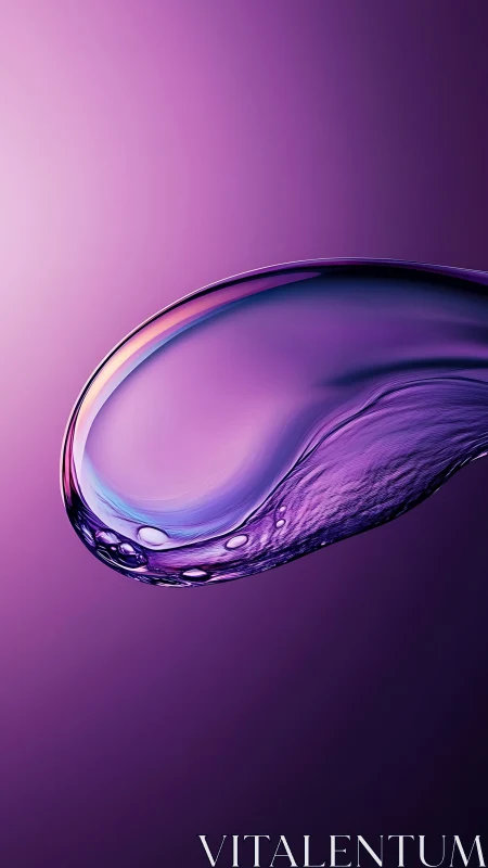 Iridescent liquid arc in minimal violet 3D composition.
