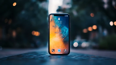 Notched Smartphone Display with Dynamic Gradient Wallpaper