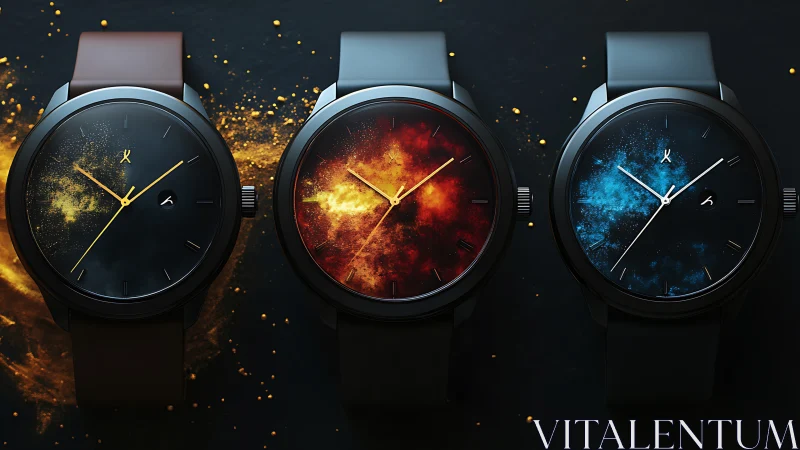 Cosmic gradient wristwatches with vivid nebula dials.