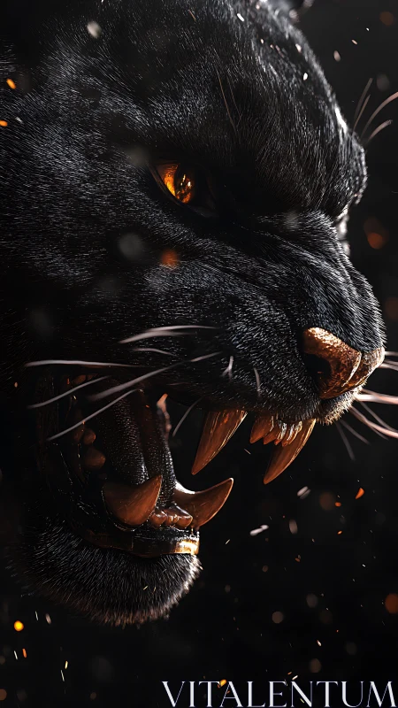 Fierce Feline Portrait: Golden Eyes Gleaming in the Dark