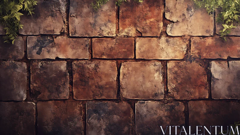 Weathered stone brick wall shows warm texture and aging
