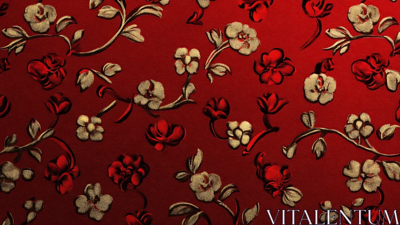 Crimson Garden Dances: Embroidered Florals in Dynamic Motion