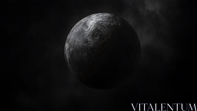 Silent obsidian moon drifting through a starless gulf.