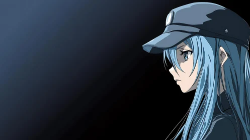 Cool-toned sentinel in a cap stares down the empty dark