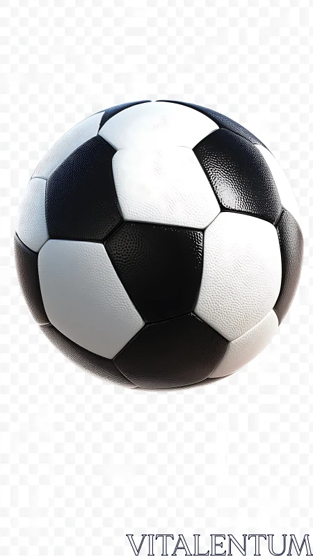 High-detail classic soccer ball render with textured leather surface