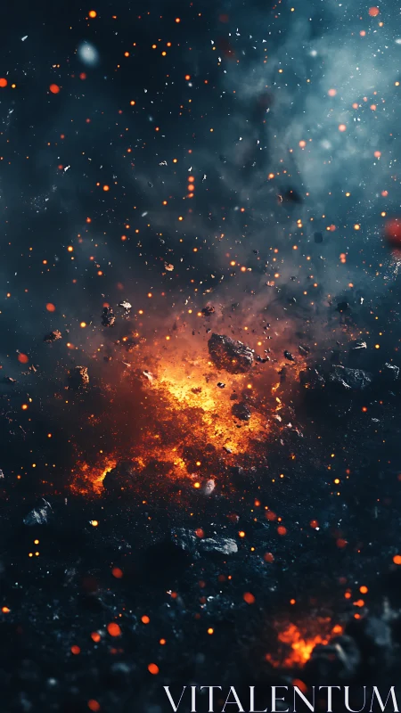 Explosive Energy Eruption Amid Cosmic Dust and Flames.
