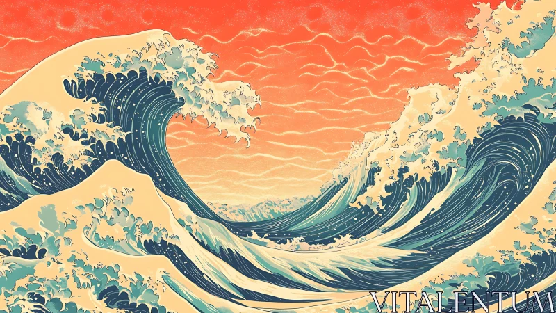 Sunrise surf symphony as towering teal waves curl and roar.