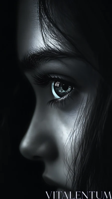 Silent shimmer in a watching eye, wrapped in shadow.