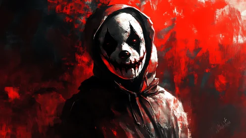 Hooded horror figure emerges from chaotic blood-red void