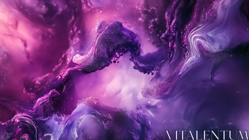 Swirling violet and magenta abstract liquid forms in motion