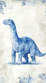 Monochrome dinosaur study in vintage watercolor illustration.