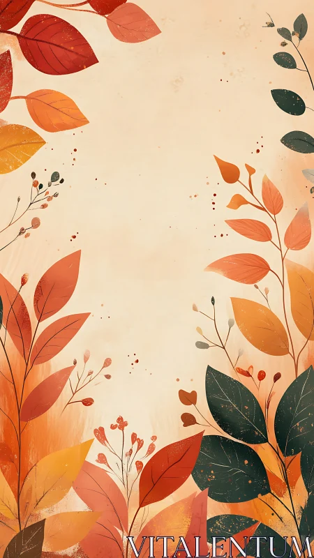 Cozy autumn foliage frame filled with warm earthy leaves.