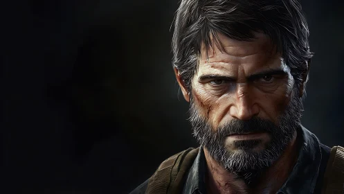 Digital portrait study of weathered male survivor profile.