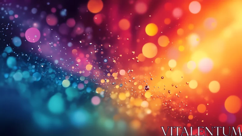 Vibrant bokeh particles over multicolor gradient glow.