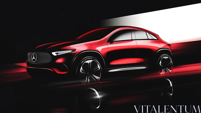 Rendered red crossover concept is shown in side perspective view