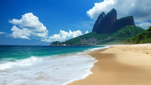 Emerald Peaks Meet Golden Shores in Tropical Paradise.