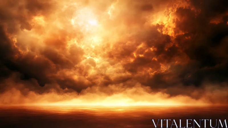 Apocalyptic Seascape: Photorealistic Ocean Horizon with Turbulent Storm Cloud Formation