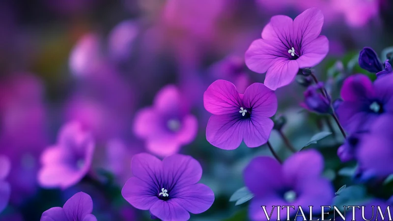 Vibrant Purple Geraniums in Soft Focus Garden Setting