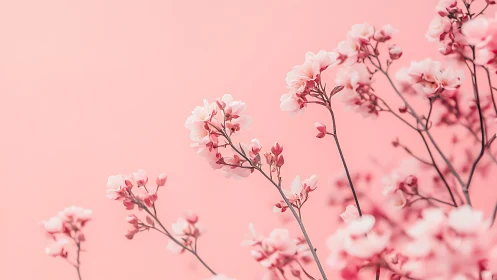Delicate Pink Blossoms Dance Against Rosy Skies.