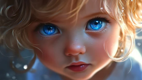 Luminous-Eyed Wonder: Digital Portrait of Ethereal Youth.
