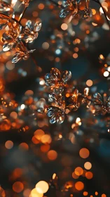 Crystal blossoms glow against deep teal bokeh background