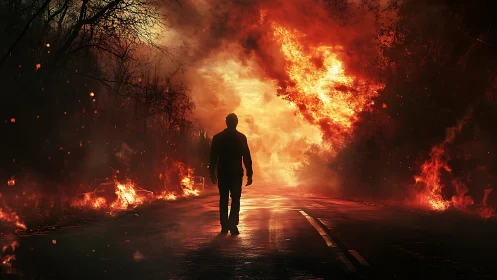 Solitary Figure Walks Through Inferno Road.