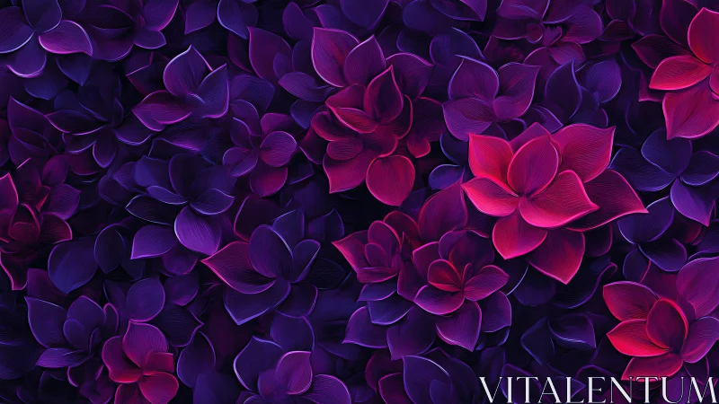 Geometric floral render with purple and magenta luminous petals.