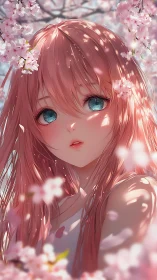 Soft spring daydream with a pink haired anime girl.