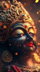 Gilded deity portrait rendered with high-contrast digital lighting