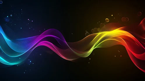 Colorful light waves drifting across a dreamy dark sky.