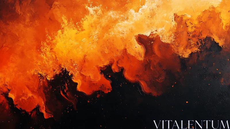 Inferno Abstract Landscape with Flowing Molten Energy.