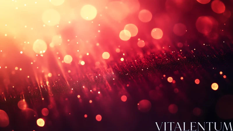 Glowing Red and Gold Bokeh Lights Abstract Background.