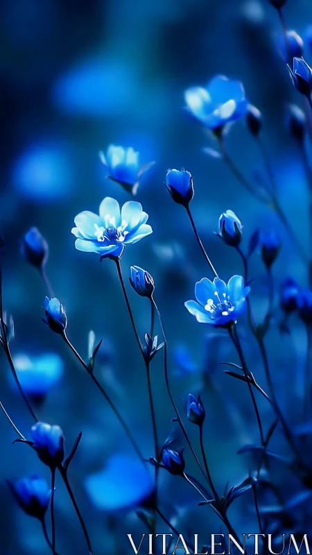 Blue Flowers in Soft Focus with Selective Depth.