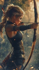 Forest huntress draws the ember-lit bow of quiet fury.