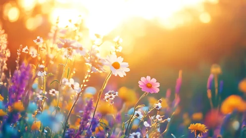 Golden Hour Garden: Radiant Blooms Dance Through Luminous Warmth.