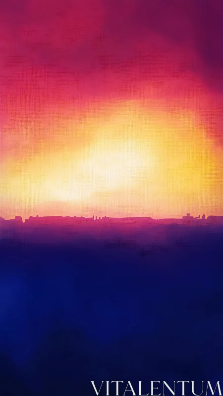 Sunset horizon quietly melts into an electric indigo sea