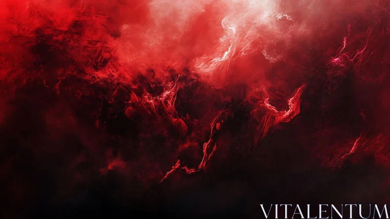 Crimson nebular gas cloud with turbulent volumetric wisps