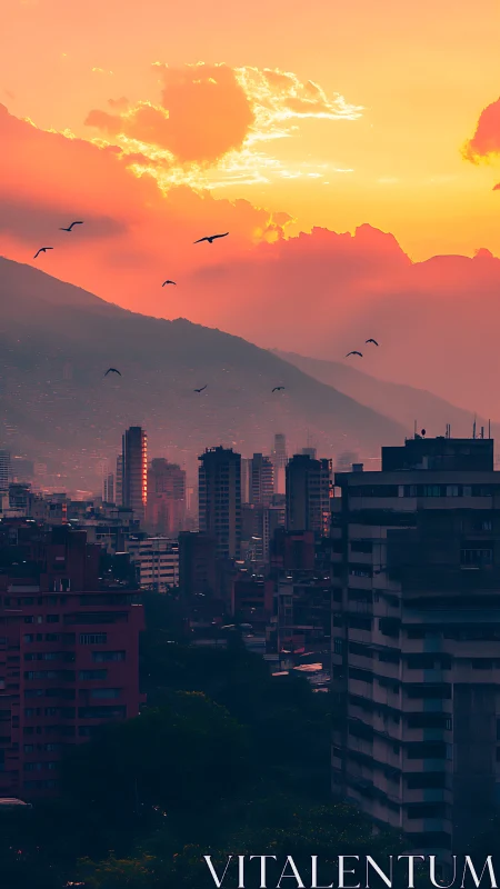 Sunset-warmed towers breathe beneath drifting mountain mist