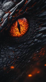 Lava-lit dragon eye macro with obsidian-scaled textures.