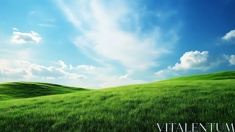 Soft rolling green hills under an open summer sky.