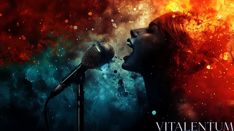 Fire and Frost Anthem: Vocalist Igniting a Cosmic Soundstorm.