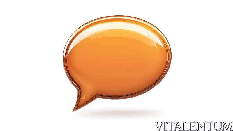 Glossy orange chat bubble icon on clean white background.