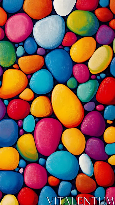 Joyful painted pebbles glow in a playful rainbow pattern