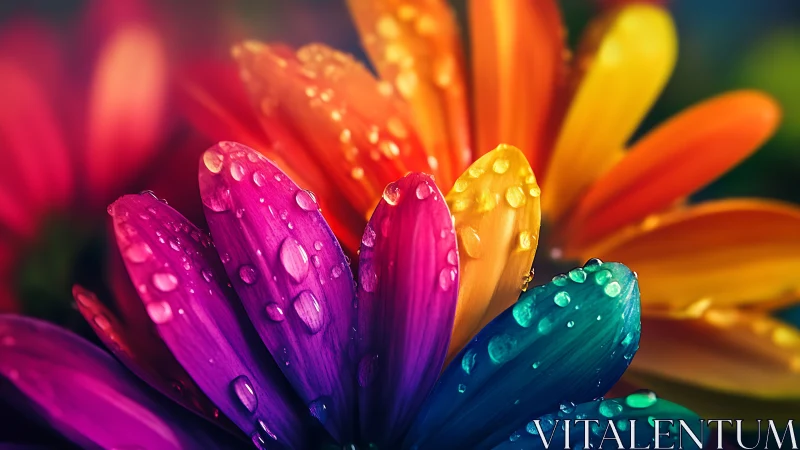 Rainbow Petals Kissed by Rain.
