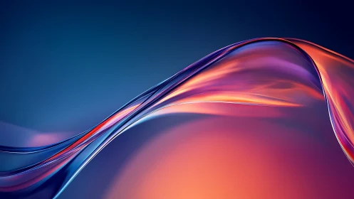 Fluid neon ribbon arcs across a glowing gradient horizon.