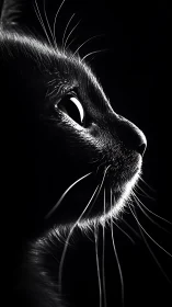 High-Contrast Feline Profile Study with Enhanced Luminescence and Whisker Definition