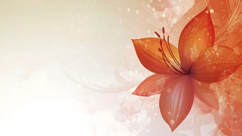 Luminescent Red Flower with Ethereal Light Effects.