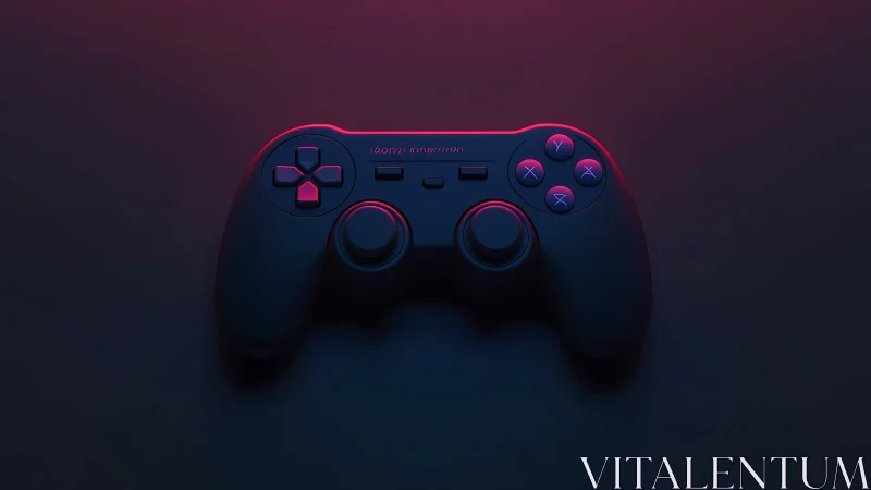 Gaming Controller with Neon Red Outline Against Dark Gradient
