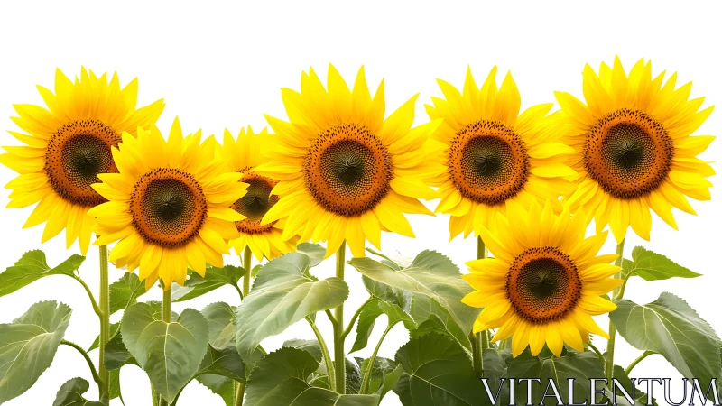 Six Golden Sentinels: Sunflowers Standing Tall in Radiant Glory.