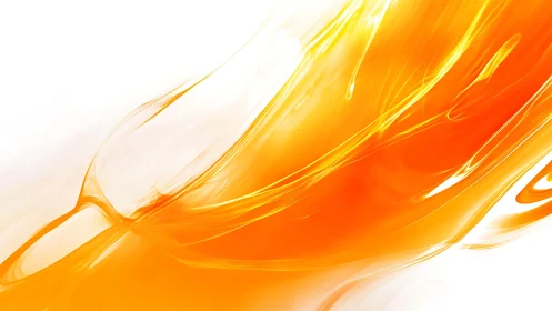 Vibrant Orange Abstract Flowing Paint Digital Art Background.